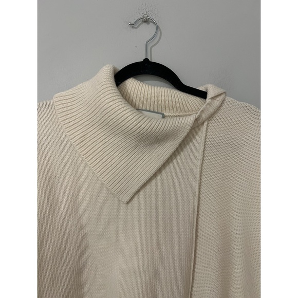 WE-AR4 The Asymmetrical Turtleneck Women’s Medium Beige Wool Sweater - Picture 8 of 17